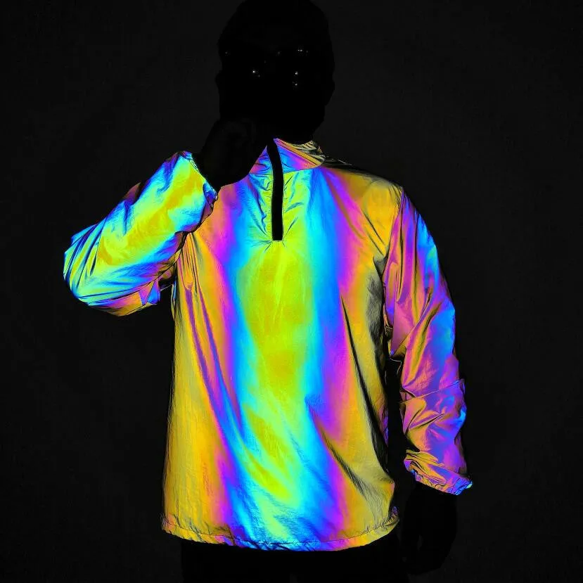 Rainbow Luminous Windbreaker Plus Size Jacket Reflective | Brodtica.com