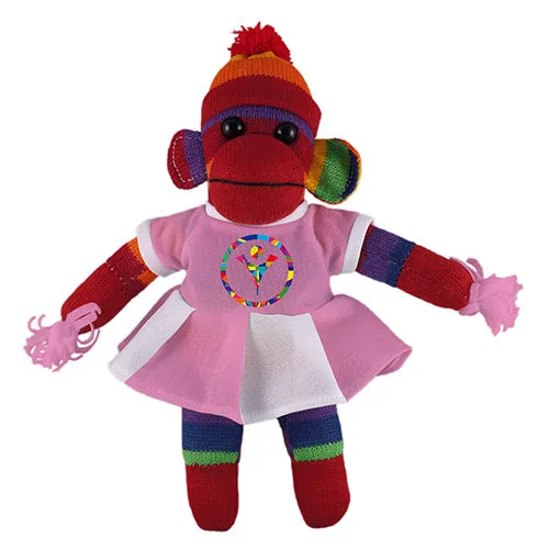 Rainbow Sock Monkey (Plush) with Cheerleader Outfit