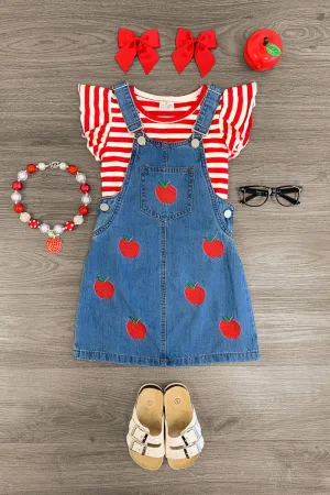 Red Apple Jumper Dress Set