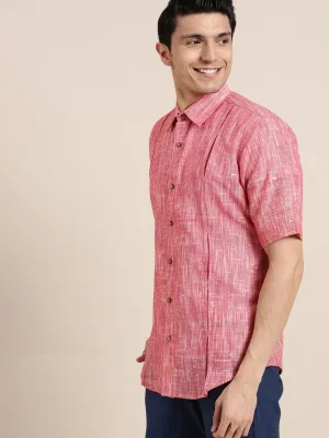 Red Textured Men Shirt