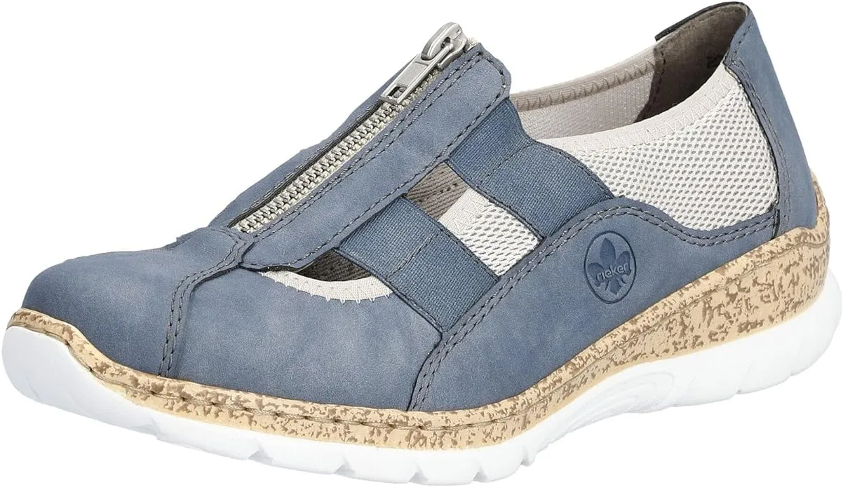 Rieker N4279-10 Blue/Combi Ladies Zip Up Shoe