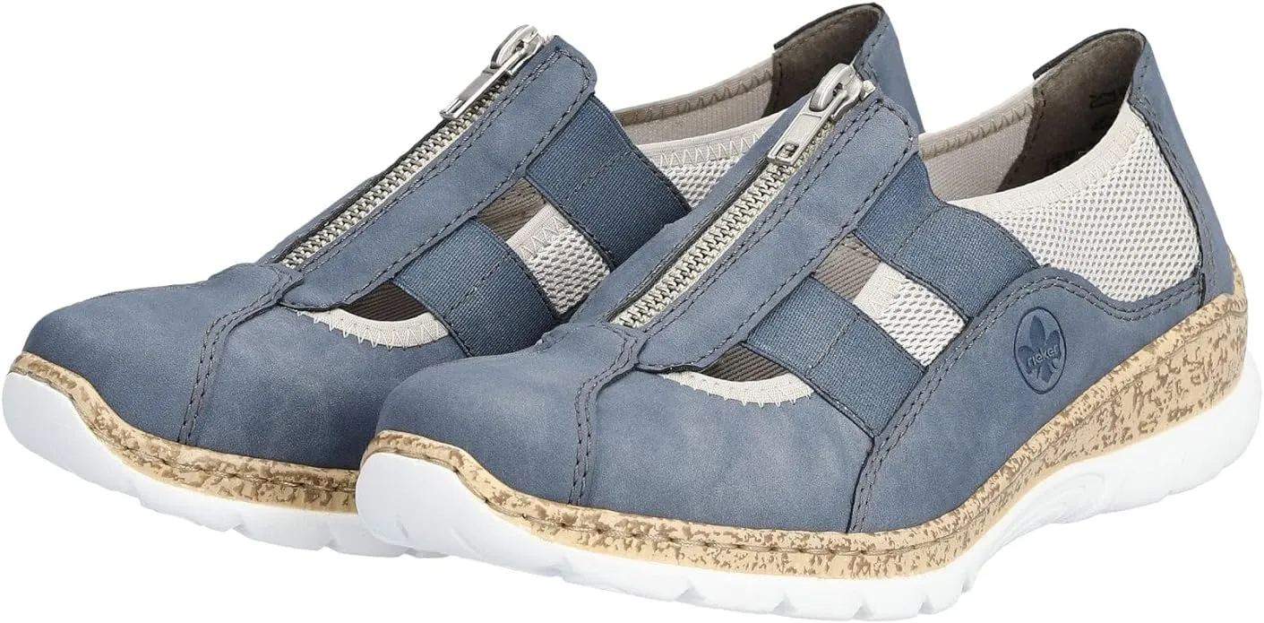 Rieker N4279-10 Blue/Combi Ladies Zip Up Shoe