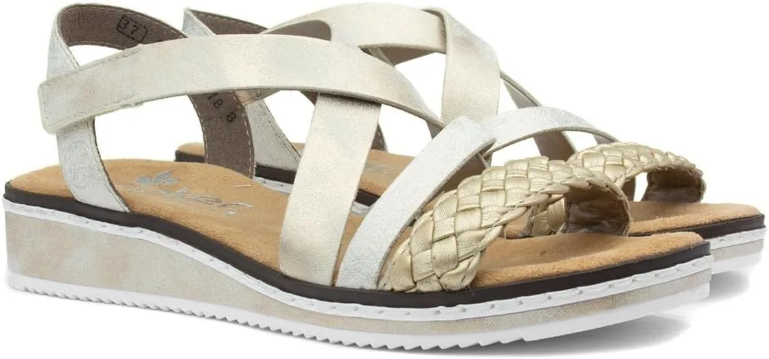 Rieker Womens Pale Gold Strappy Sandal