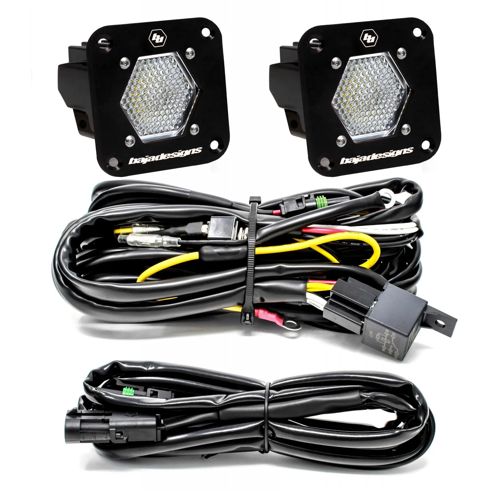 S1 Black Flush Mount LED Light Pod Reverse Kit (Work/Scene, Clear)