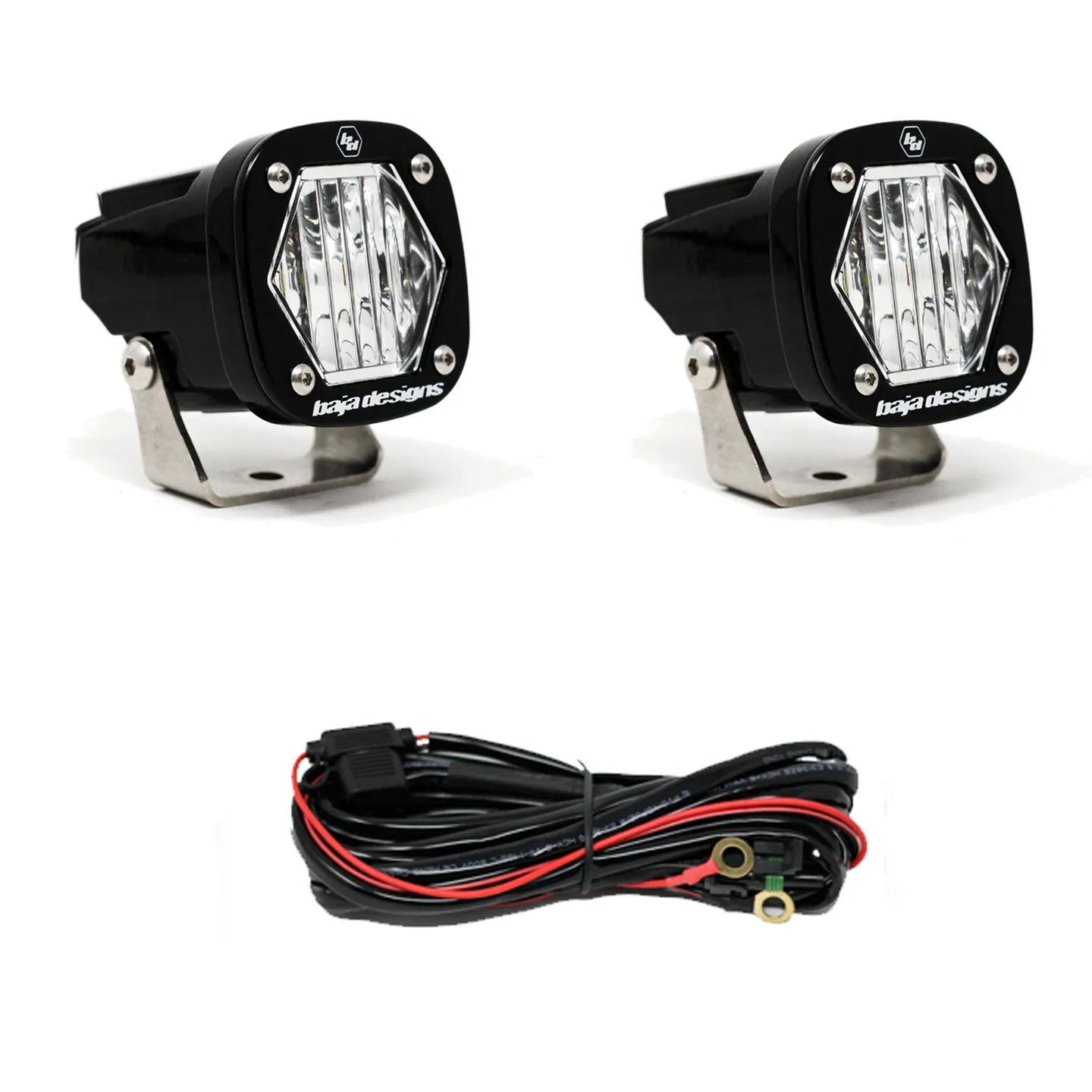 S1 Black LED Light Pod Pair (Wide Cornering, Clear)