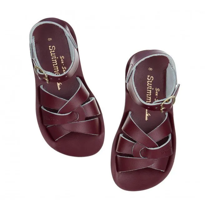 Salt-Water Swimmer Childrens Claret Leather Sandals