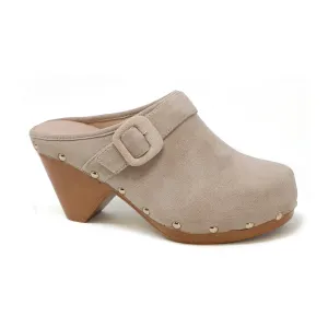 SHAYNE Women's Clog Wooden Heel With Studs On The Sides