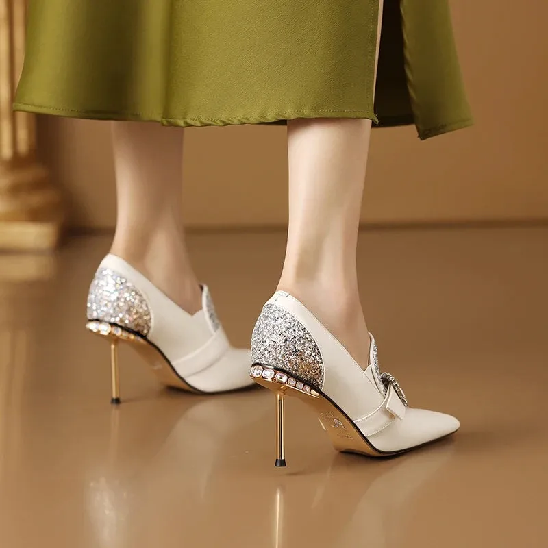 Shimmer in Rhinestone High Heel Pumps