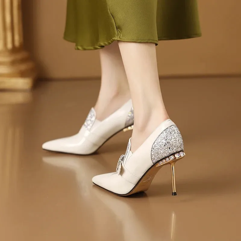 Shimmer in Rhinestone High Heel Pumps