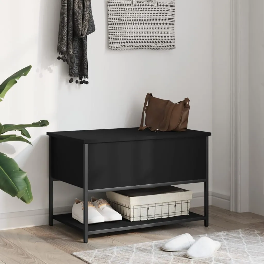 Storage Bench Black 70x42.5x47 cm Engineered Wood