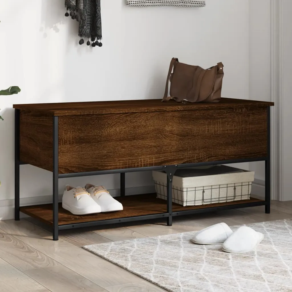 Storage Bench Brown Oak 100x42.5x47 cm Engineered Wood