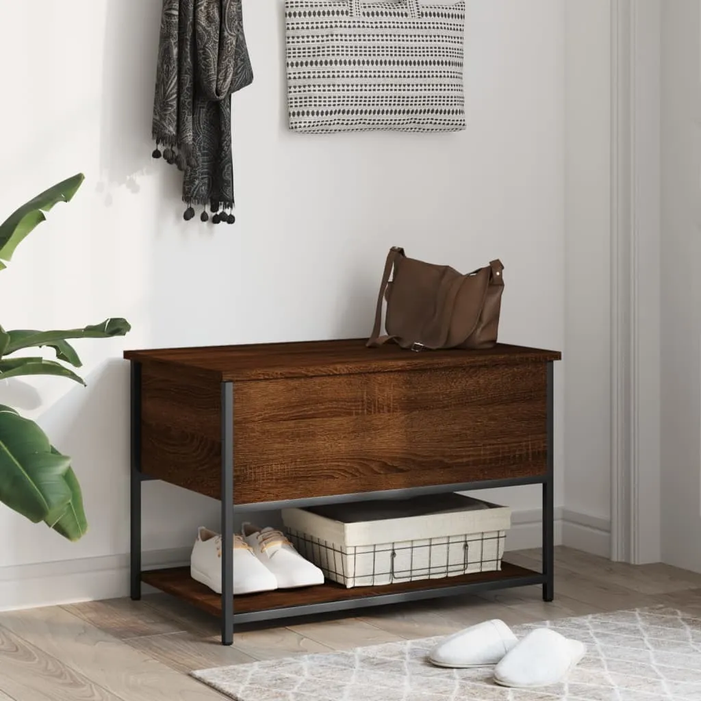 Storage Bench Brown Oak 70x42.5x47 cm Engineered Wood