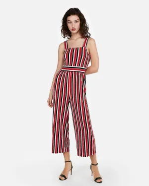 Stripe Square Neck Jumpsuit in Red Stripe