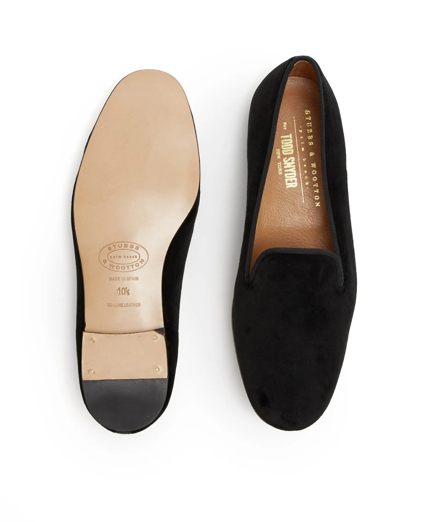 Stubbs & Wootton   Todd Snyder Black Velvet Slippers