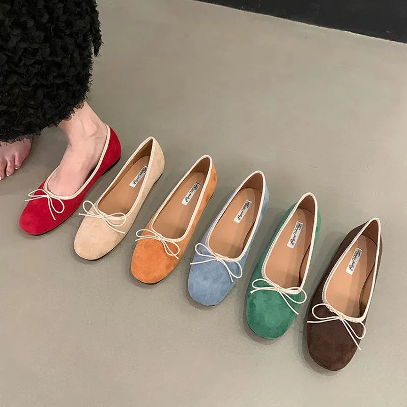 TAVIMART  -  Red Green Autumn Brand Women Flats Round Toe Shallow Slip On Ladies Casual Ballet Shoes Soft Leather Eelgant Ballet Shoes