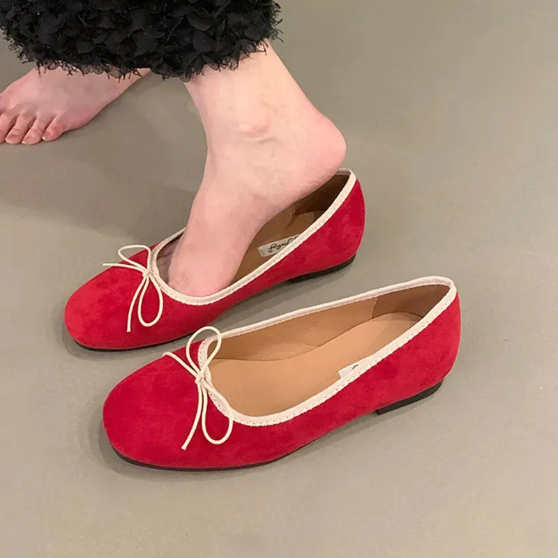 TAVIMART  -  Red Green Autumn Brand Women Flats Round Toe Shallow Slip On Ladies Casual Ballet Shoes Soft Leather Eelgant Ballet Shoes