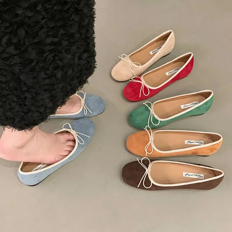 TAVIMART  -  Red Green Autumn Brand Women Flats Round Toe Shallow Slip On Ladies Casual Ballet Shoes Soft Leather Eelgant Ballet Shoes