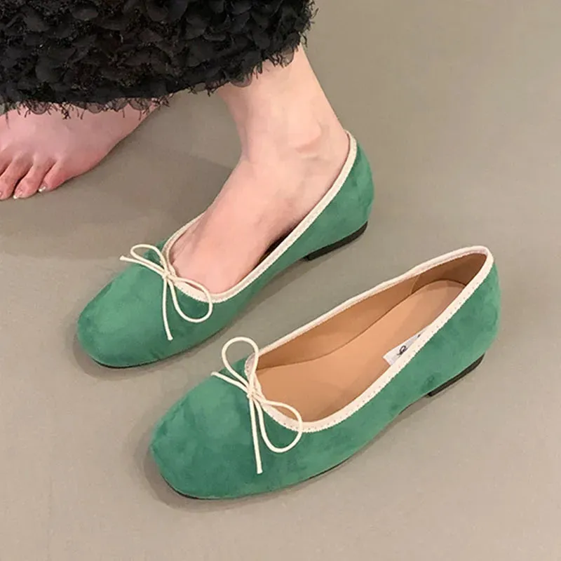 TAVIMART  -  Red Green Autumn Brand Women Flats Round Toe Shallow Slip On Ladies Casual Ballet Shoes Soft Leather Eelgant Ballet Shoes