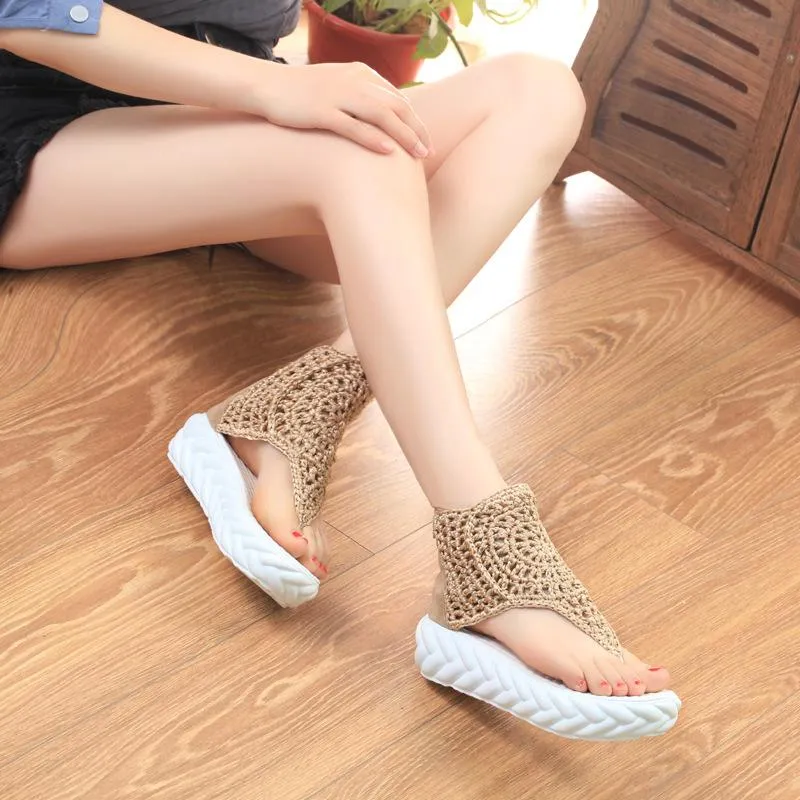 Thick-Bottomed Muffin High-Top Casual Retro Clip Toe Shoes