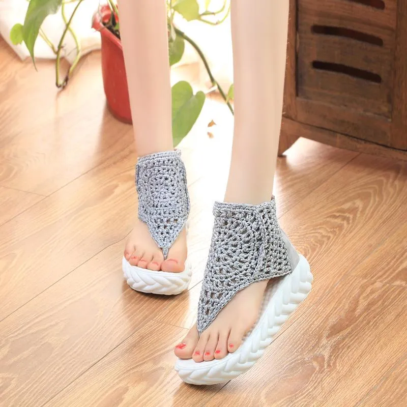 Thick-Bottomed Muffin High-Top Casual Retro Clip Toe Shoes