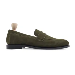 Treb - Men's Olive Green Kid Suede Loafer