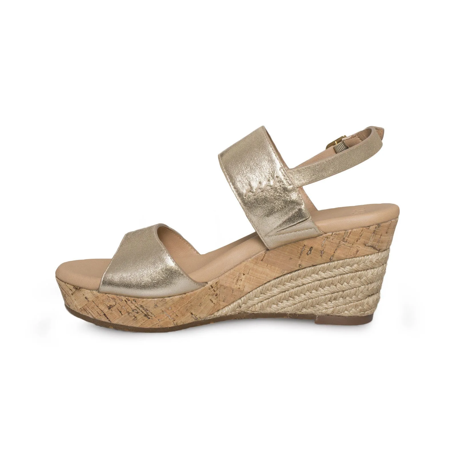 UGG Elena Metallic Soft Gold Sandals