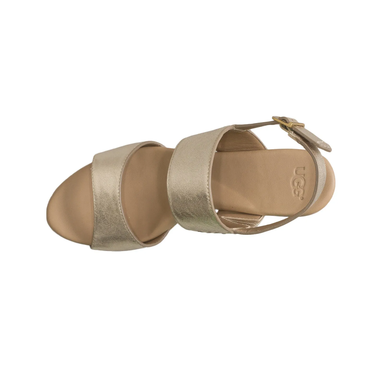 UGG Elena Metallic Soft Gold Sandals