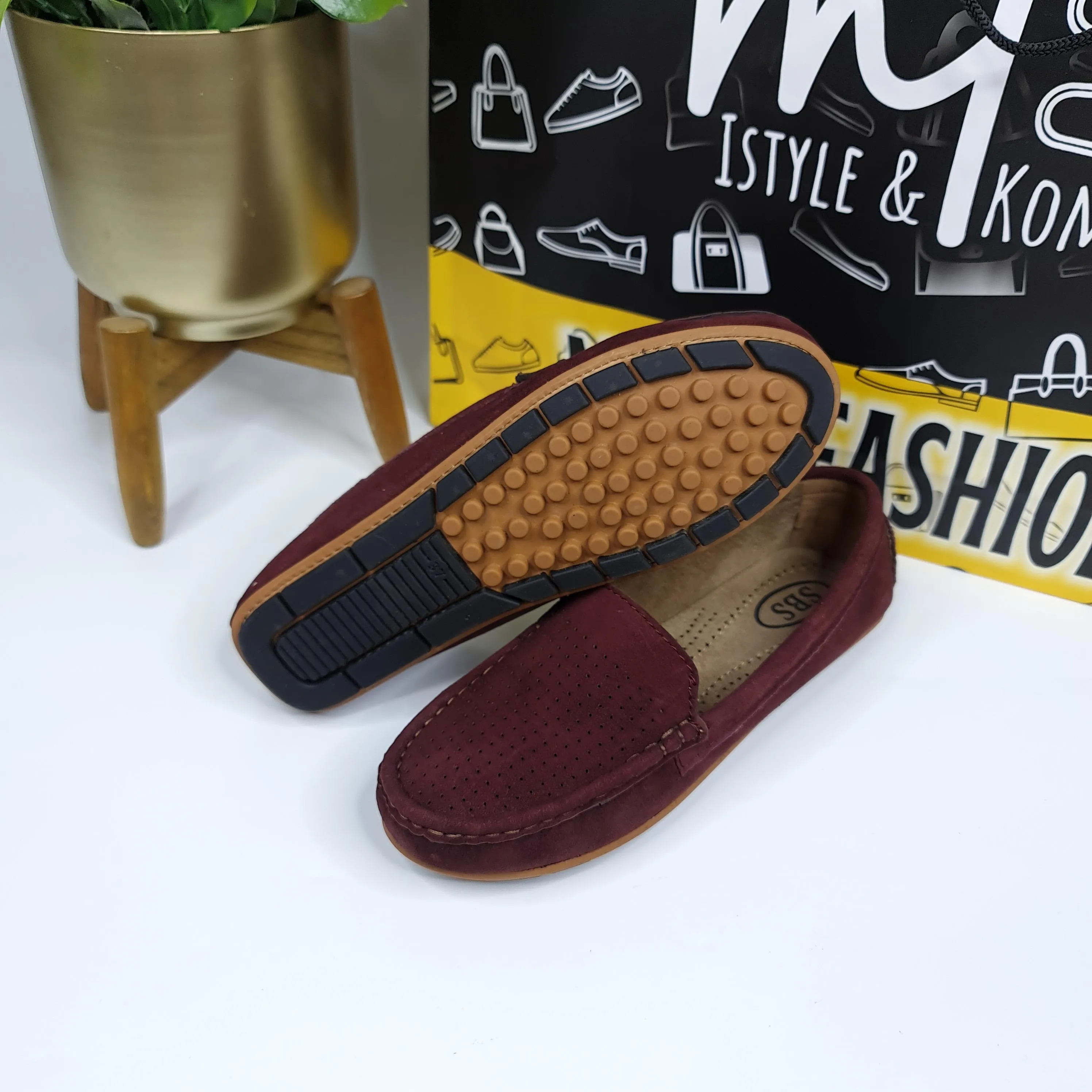 Vector Cut Leather Moccasins