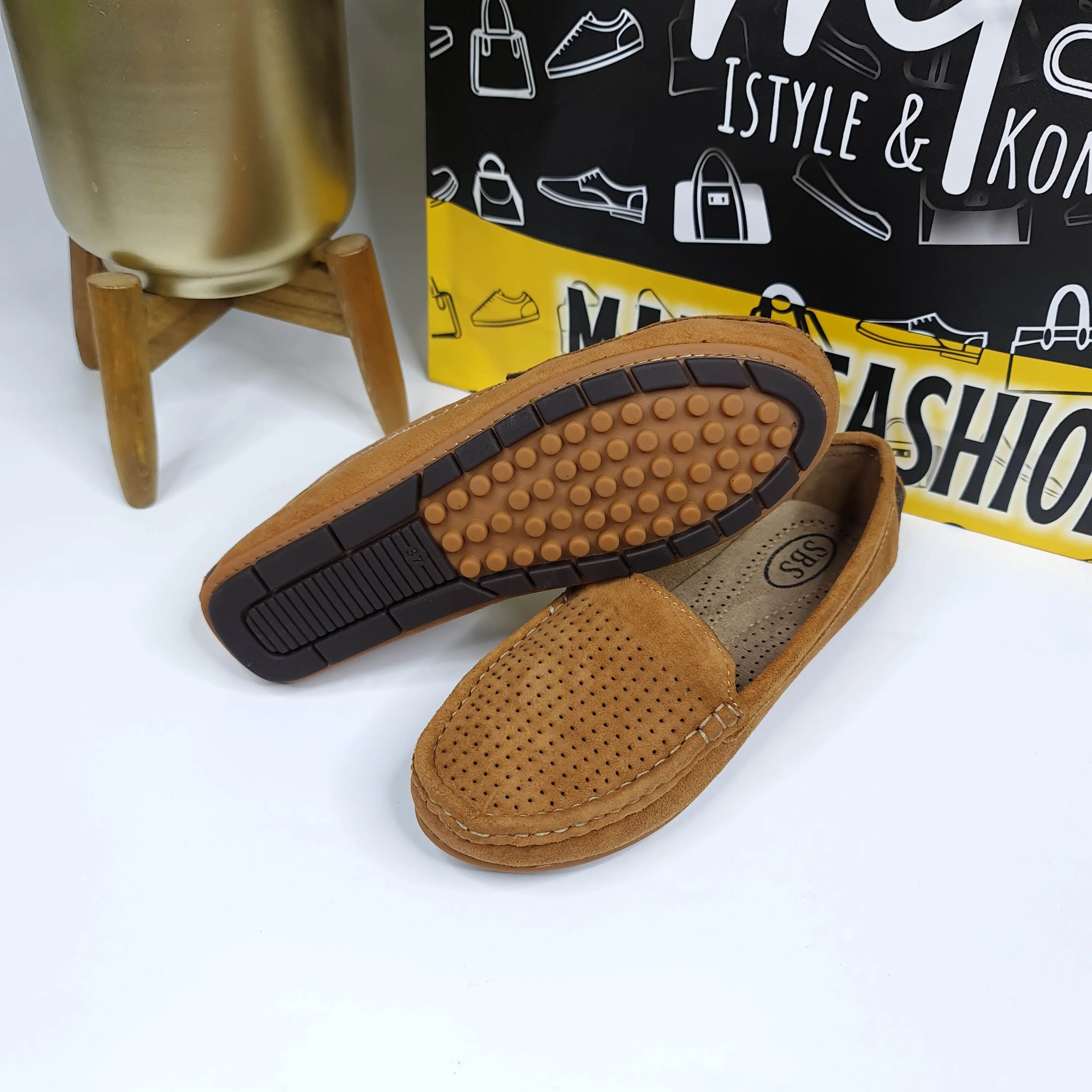 Vector Cut Leather Moccasins