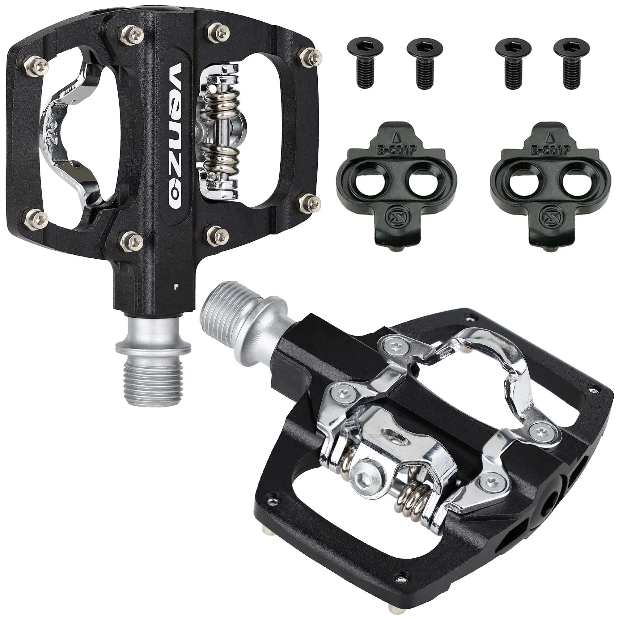 Venzo Multi-Use compatible with Shimano SPD Mountain Bike Bicycle Sealed Clipless Pedals - Dual Platform Multi-Purpose - Great for Touring, Road, Trekking Bikes - Size: 85 x 80 mm = 3.3 x 3.1 inch