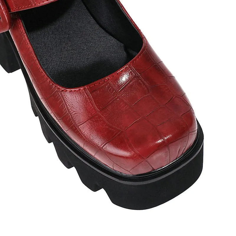 Vintage Mary Jane Shoes Platform Strap Buckle