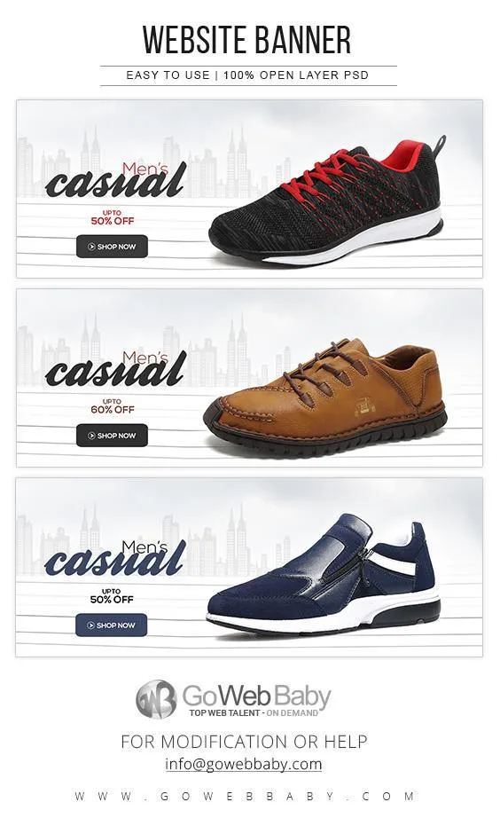 Website Banners - Casual Footwear Collection For Website Marketing