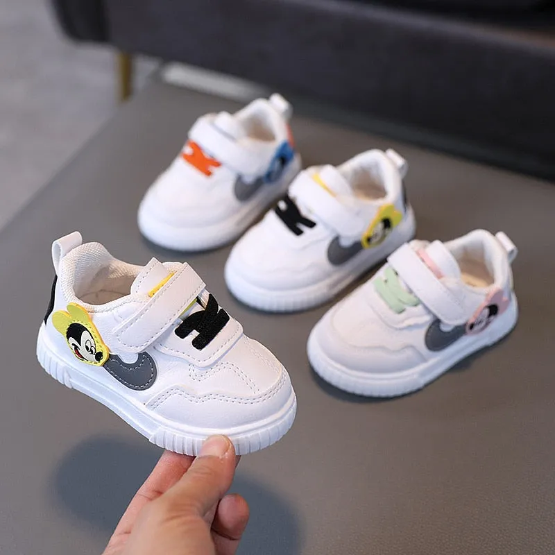 White casual shoes for kids boys and girls Mickey Mouse kids sneakers