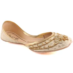 Women “COCO” Sequins Accented Pearl Jamawar Khussa UK Size 3-8