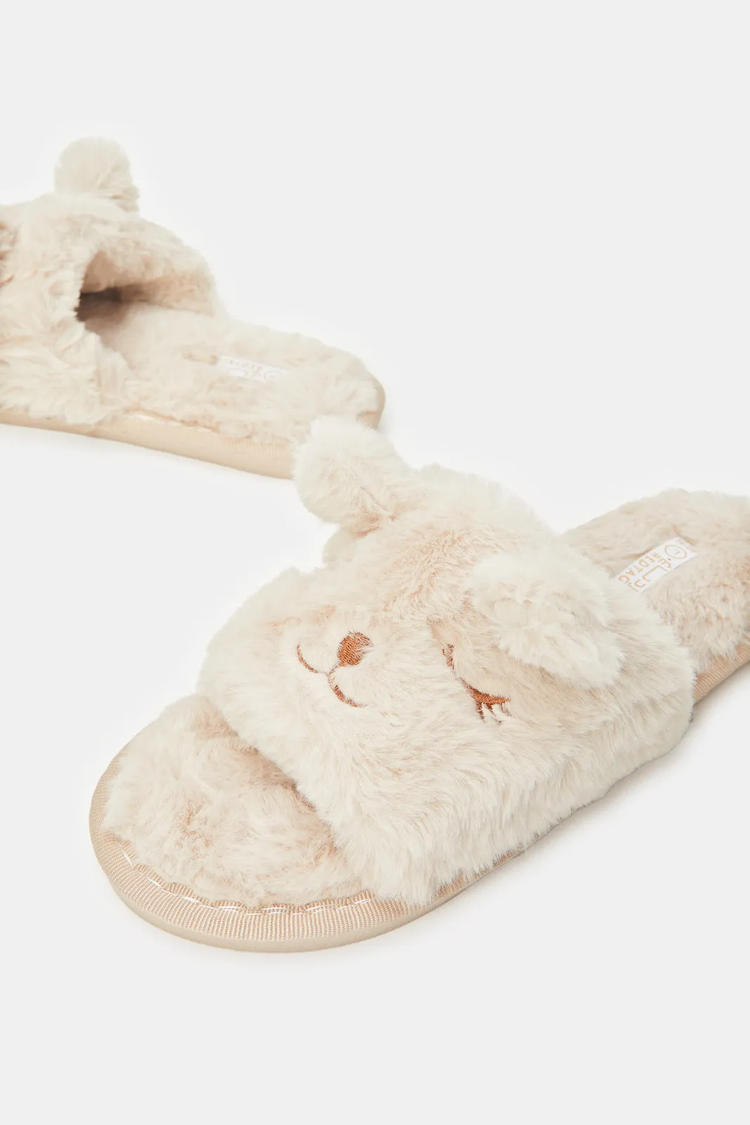 Women Taupe Animal Face Slipper