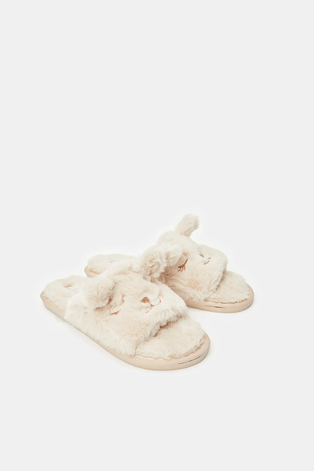 Women Taupe Animal Face Slipper