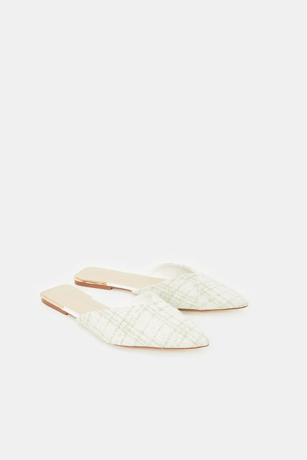 Women White Textured Mule