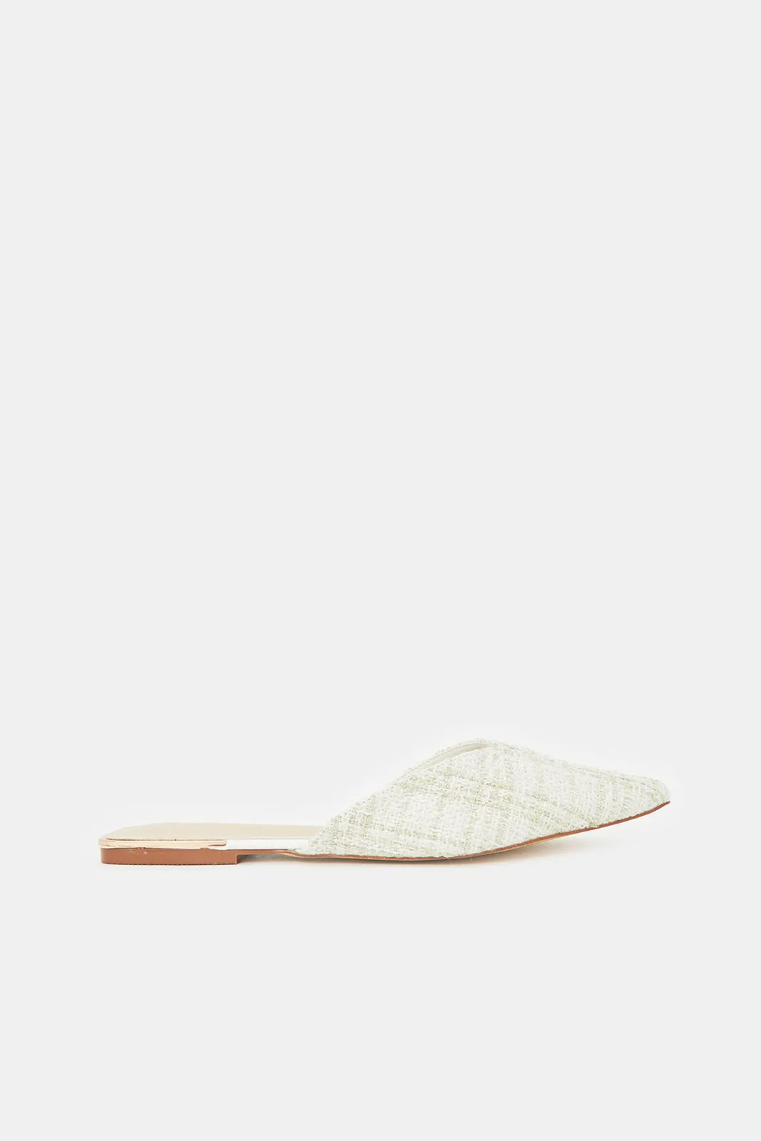 Women White Textured Mule