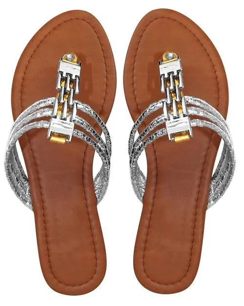 Women`s Chain Link Gem Bridge Open Toe Wedge Sandal