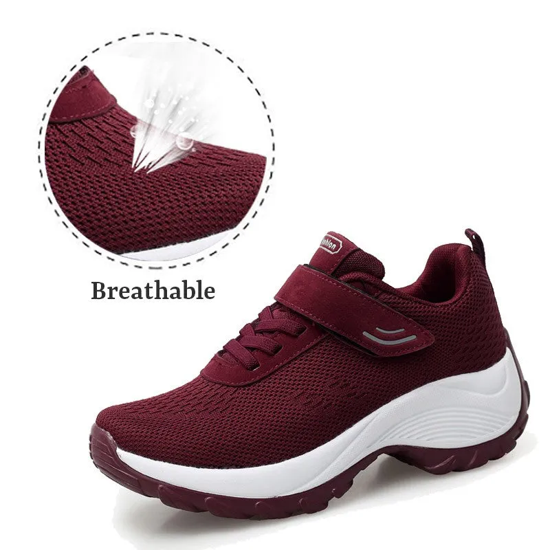 Women's Comfortable Woven Knit Sneakers  rubber