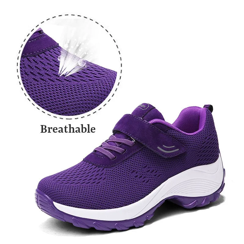 Women's Comfortable Woven Knit Sneakers  rubber