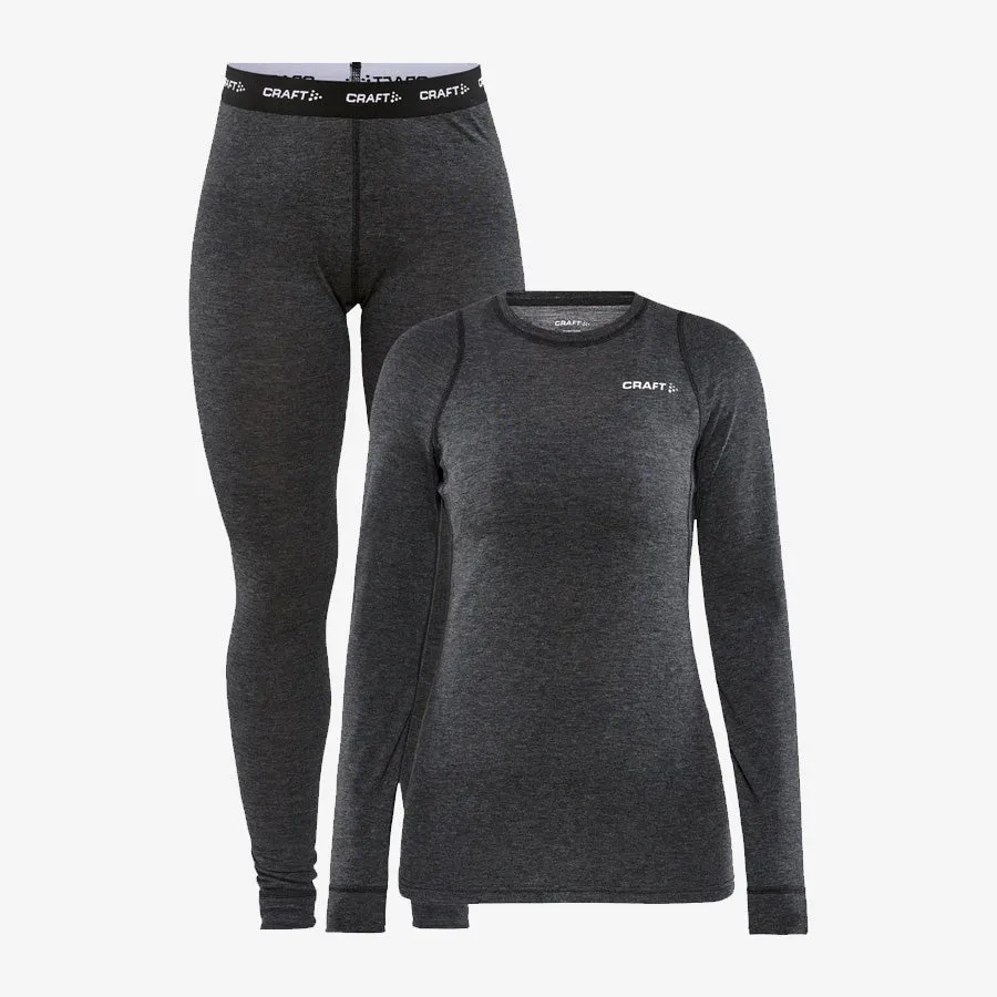 Women's Core Merino Set (Black Melange)