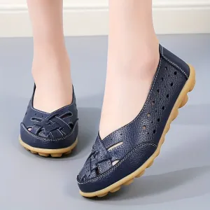 Women's Hollow Out Breathable Slip-On Flats, Casual All-Match Daily Shoes