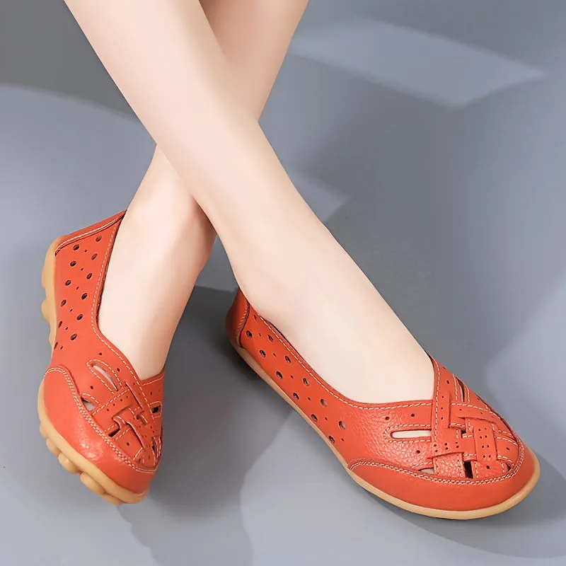 Women's Hollow Out Breathable Slip-On Flats, Casual All-Match Daily Shoes