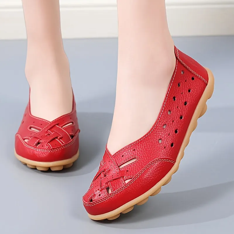 Women's Hollow Out Breathable Slip-On Flats, Casual All-Match Daily Shoes