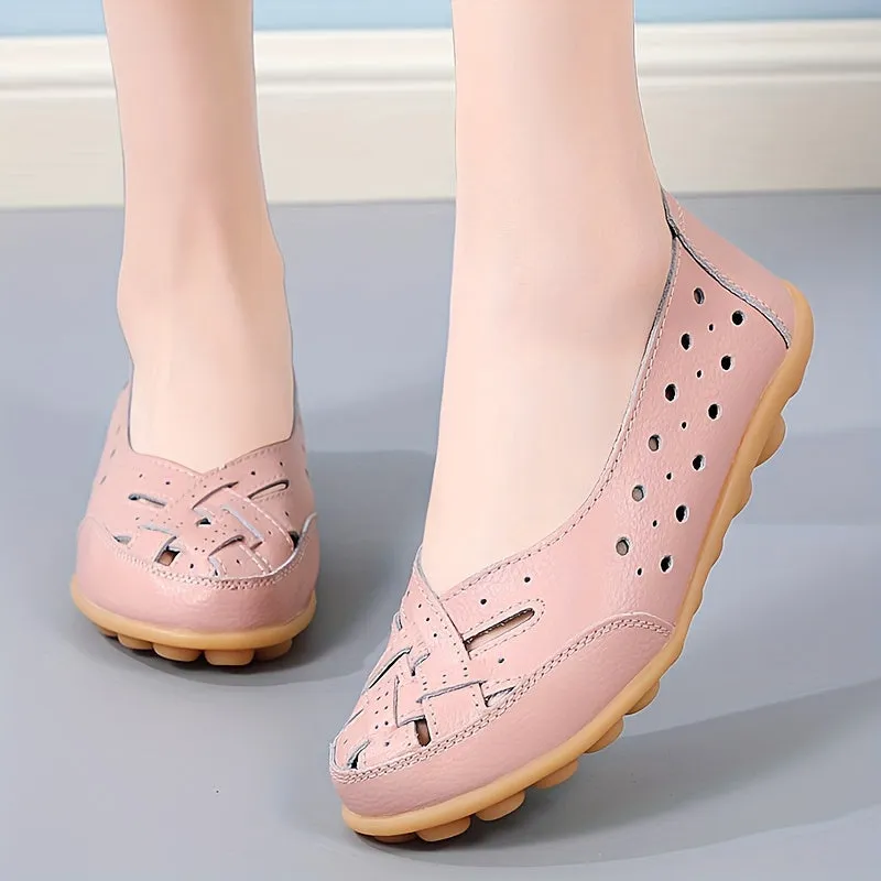 Women's Hollow Out Breathable Slip-On Flats, Casual All-Match Daily Shoes