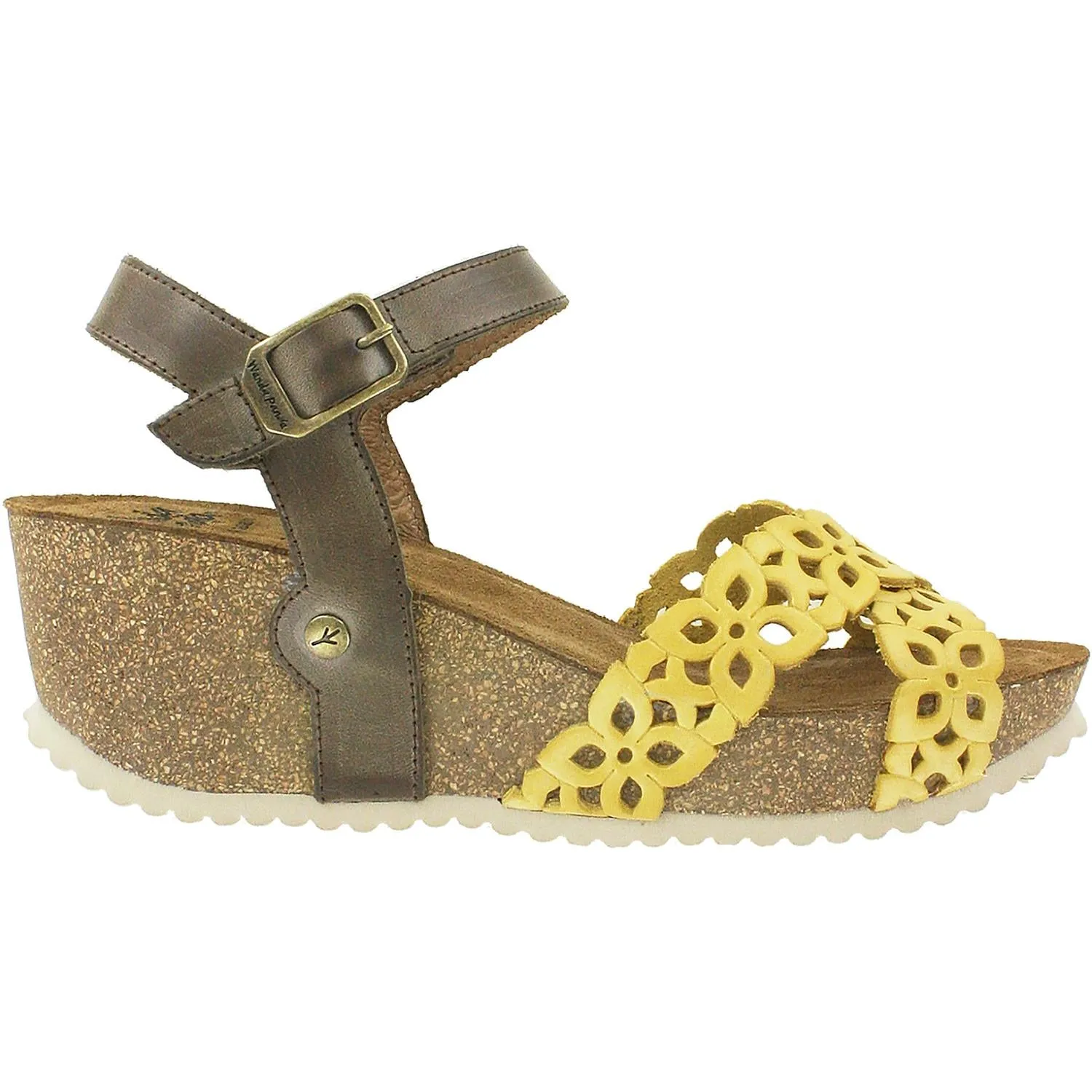 Women's Wanda Panda Evita Mostaza Mustard/Dark Brown Leather