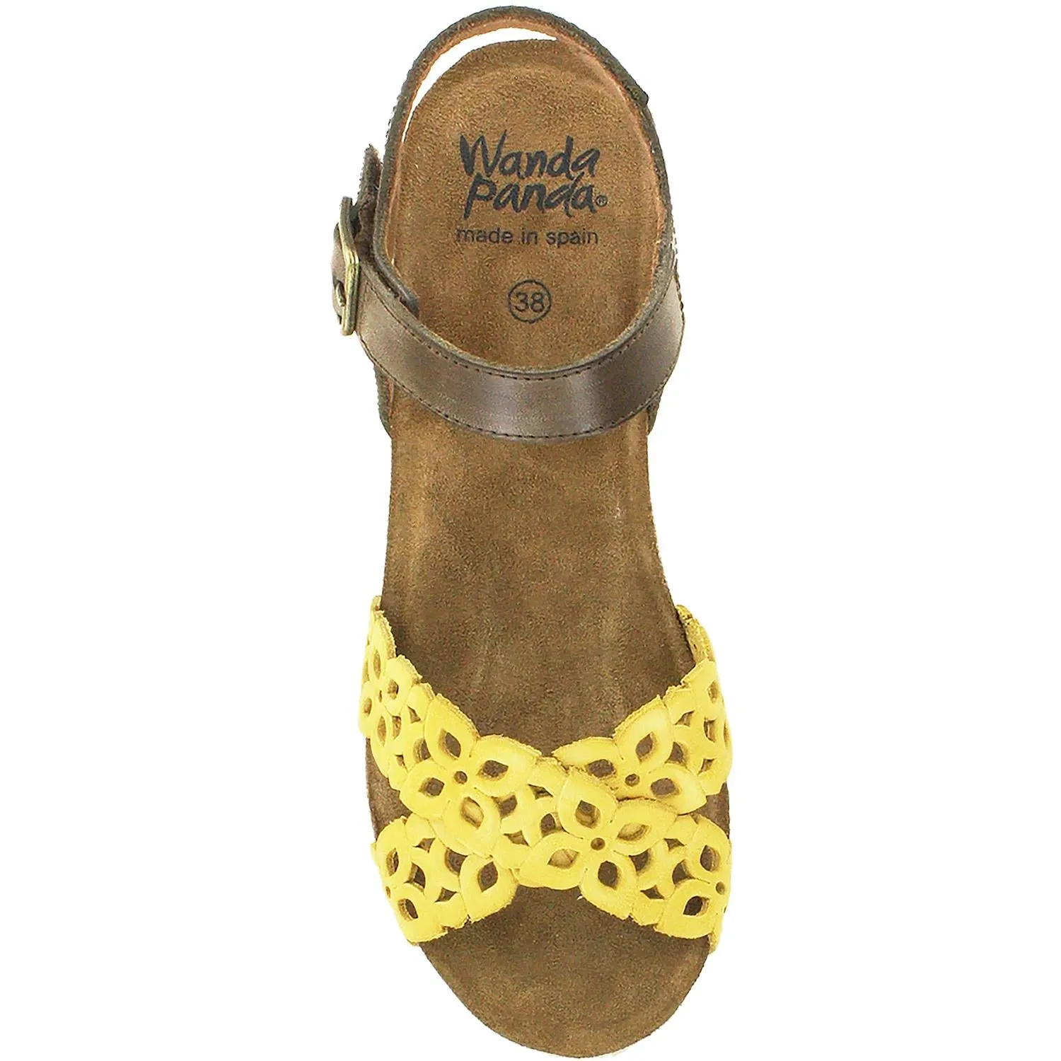 Women's Wanda Panda Evita Mostaza Mustard/Dark Brown Leather