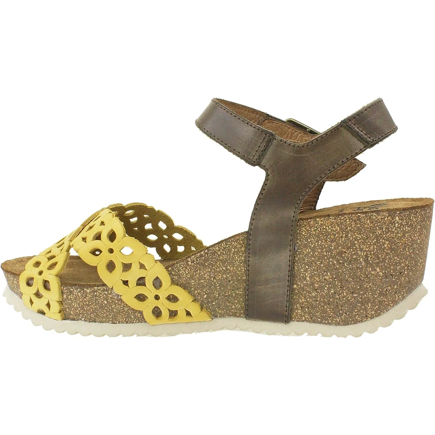 Women's Wanda Panda Evita Mostaza Mustard/Dark Brown Leather