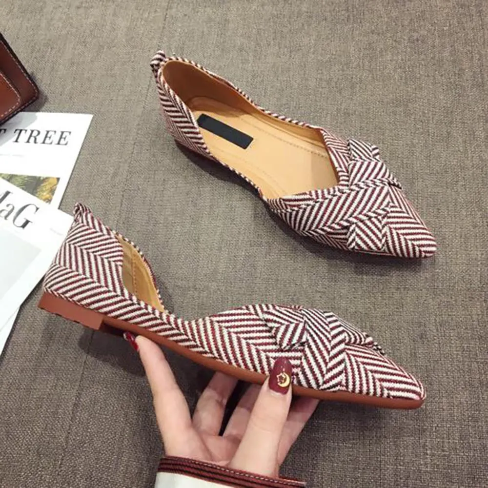 Zigzag Print Pointed Toe Casual Slip-On Boat Shoes